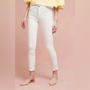 Anthropologie Pilcro Jeans Script High Rise Skinny 27 White Stretch‎